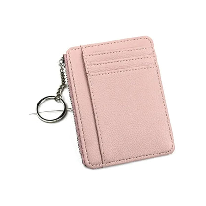 Leather Wallet Card Holder With Zipper