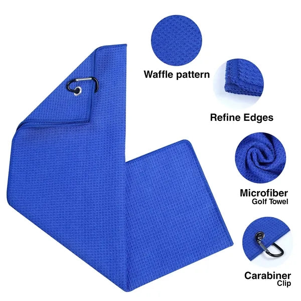 Magnetic Microfiber Waffle Golf Towels with Carabiner Clip