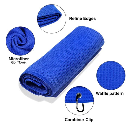 Magnetic Microfiber Waffle Golf Towels with Carabiner Clip
