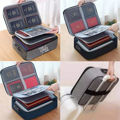 Waterproof 3 Layers Document File Organizer Bag with Lock
