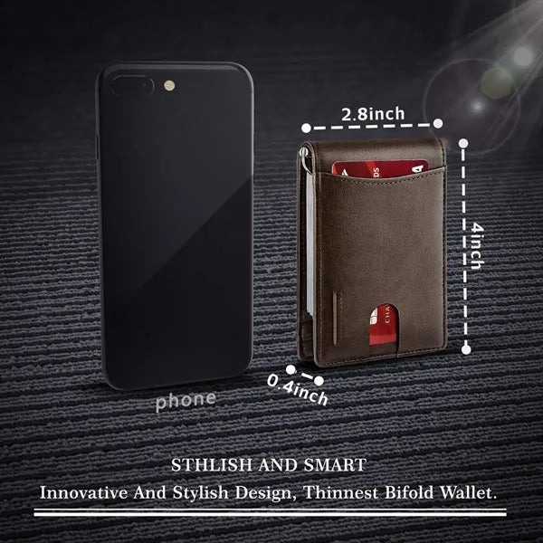 Mens Slim Wallet RFID Blocking Money Clip Credit Card Holder