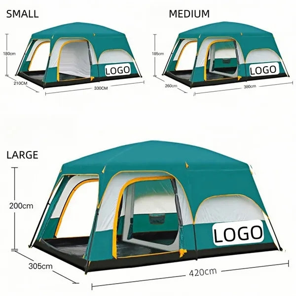 Family Camping Tent 2 Room Waterproof Spacious Instant Setup