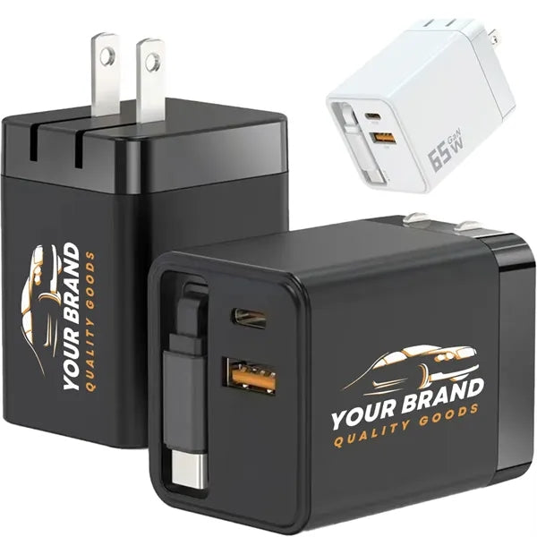 PD40W Fast Charging Head Charger With Retractable Cable