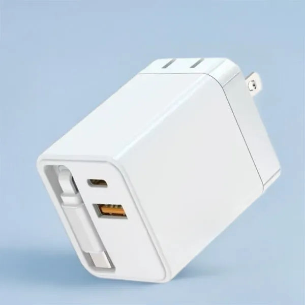 PD40W Fast Charging Head Charger With Retractable Cable
