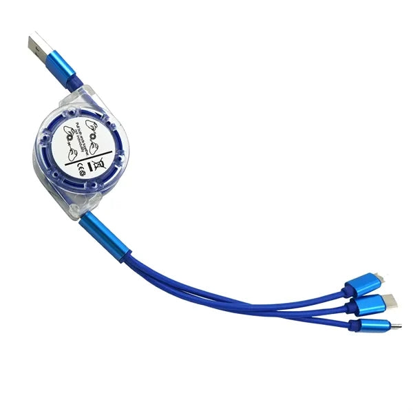 3 In 1 Retractable USB Charger Cable Charging Cord