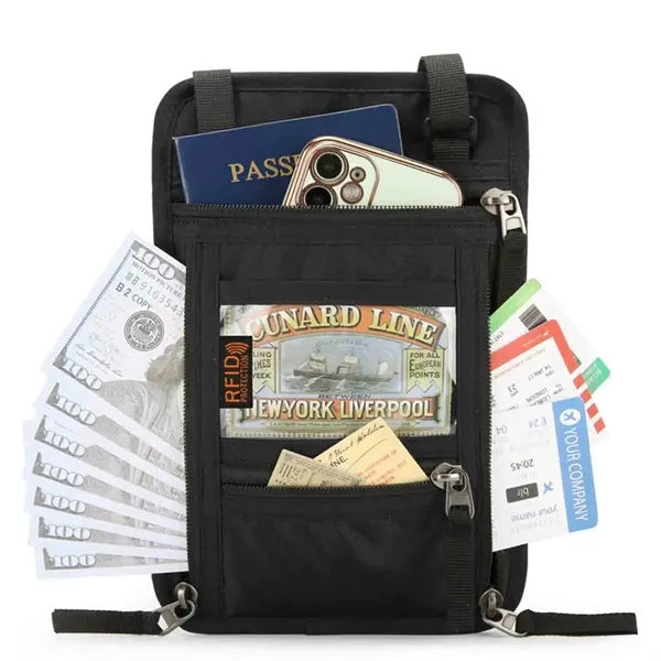 Travel Passport Holder with Shoulder Strap