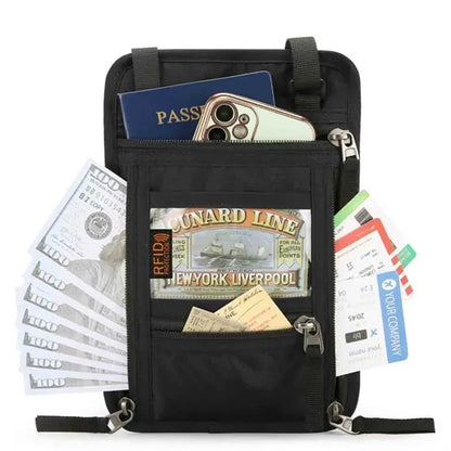 Travel Passport Holder with Shoulder Strap