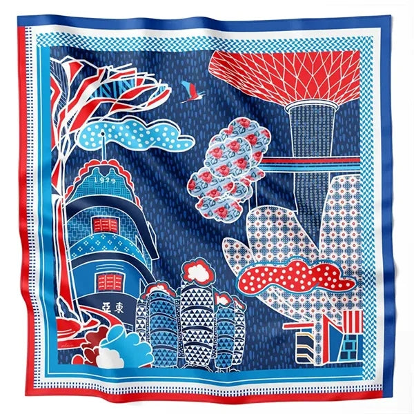 Custom Full Color 12 Momme Twill Mulberry Silk Neck Scarf