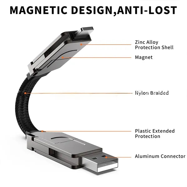6-In-1 Portable Keychain 60W Fast Charging Cable