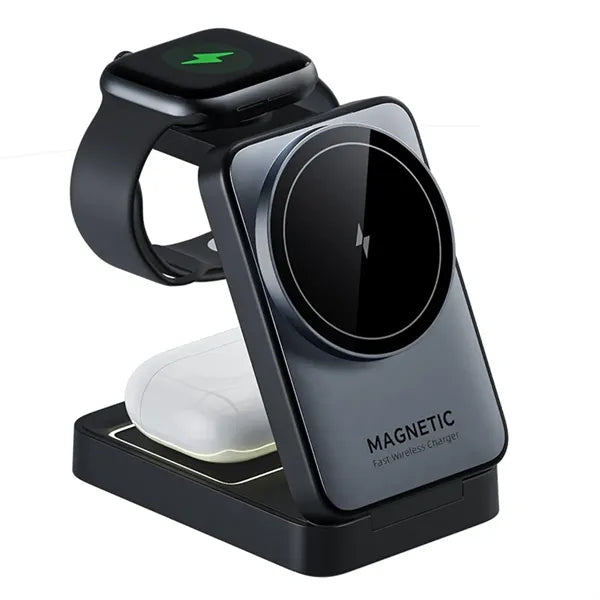 15W Foldable Magnetic 3-In-1 Fast Charging Wireless Charger