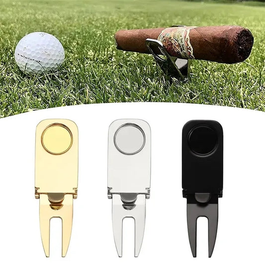 Golf Divot Tool with Metal Fork  Cigar Holder
