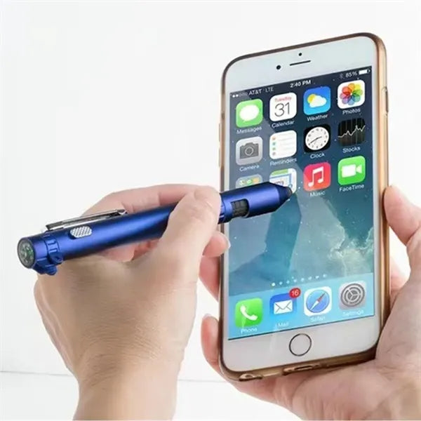 Multifunctional 6 In 1 Compass Flashlight Touch Screen Pen