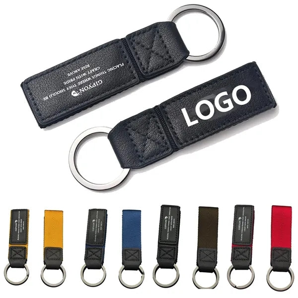 Leather Key Chain Metal  Ring