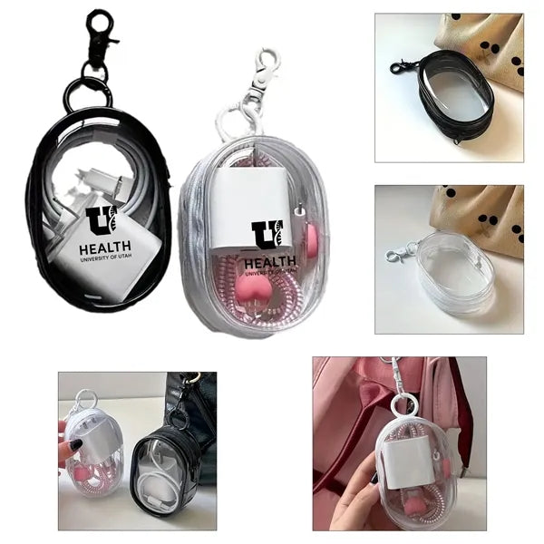 Transparent Charging Cable Organizer With Keychain