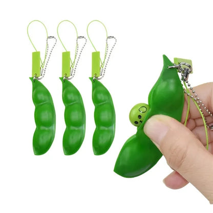 3Pcs Squeeze-A-Bean Edamame Keychain