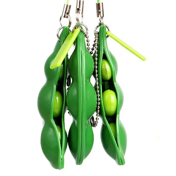 3Pcs Squeeze-A-Bean Edamame Keychain