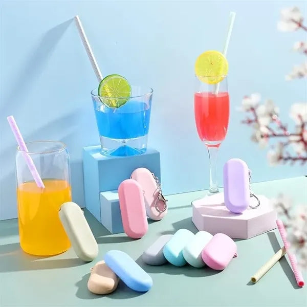 Silicone Straw With Storage Case And Carabiner