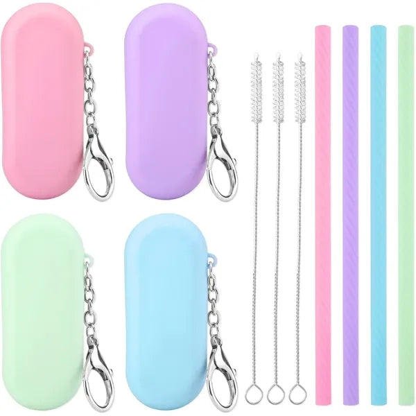 Silicone Straw With Storage Case And Carabiner