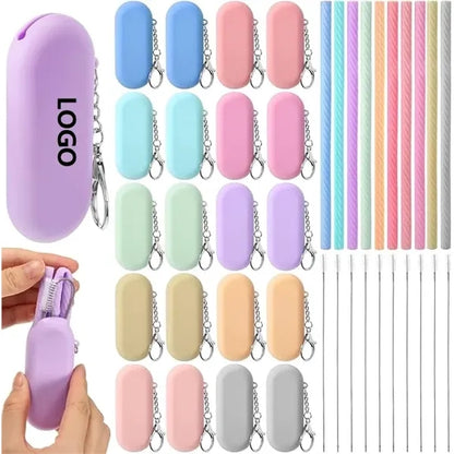 Silicone Straw With Storage Case And Carabiner