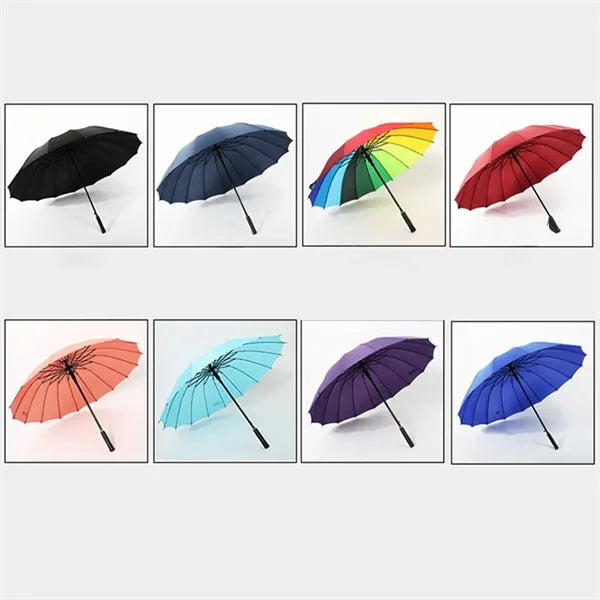 16 Bone Sunshade Umbrella Long Handle Rainbow Festival