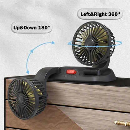 Dual Head Auto Fans for Car Dashboard