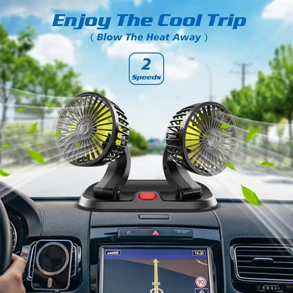 Dual Head Auto Fans for Car Dashboard