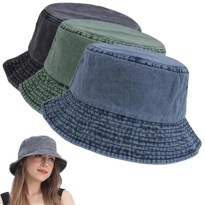 Retro Pigment Washed Denim Cotton Bucket Hat