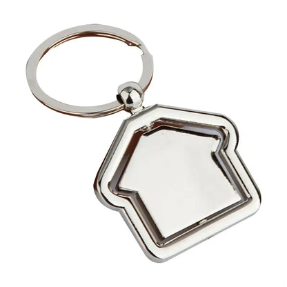 Metal Rotate House Shape Keychain
