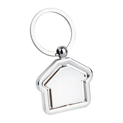 Metal Rotate House Shape Keychain