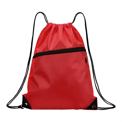 210D Drawstring Backpack with Front Zipper Pocket