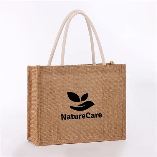 Jute Burlap Tote Bag with Handles