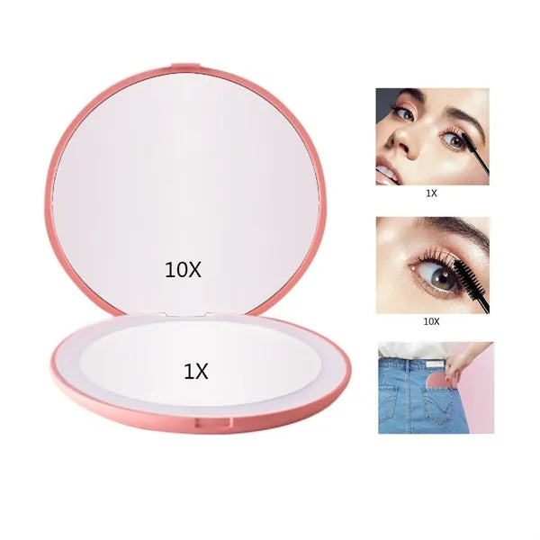 LED Travel Makeup Mirror with 1x/10x Magnification