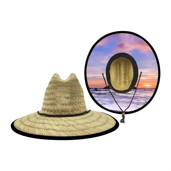 Lifeguard Straw Hat with Color Underbrim & Patch