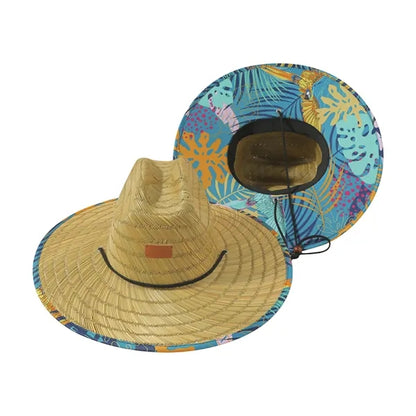 Lifeguard Straw Hat with Color Underbrim & Patch