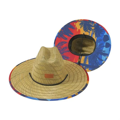 Lifeguard Straw Hat with Color Underbrim & Patch