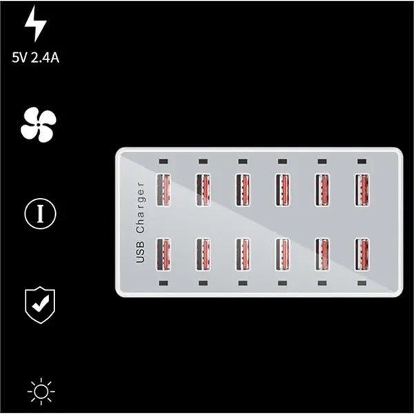 12-Port USB Charger Station