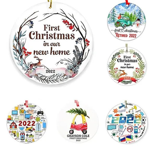 3" Round Ceramic Ornaments with String
