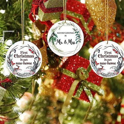 3" Round Ceramic Ornaments with String