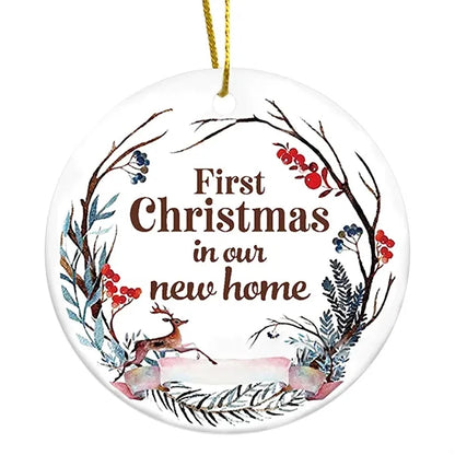 3" Round Ceramic Ornaments with String