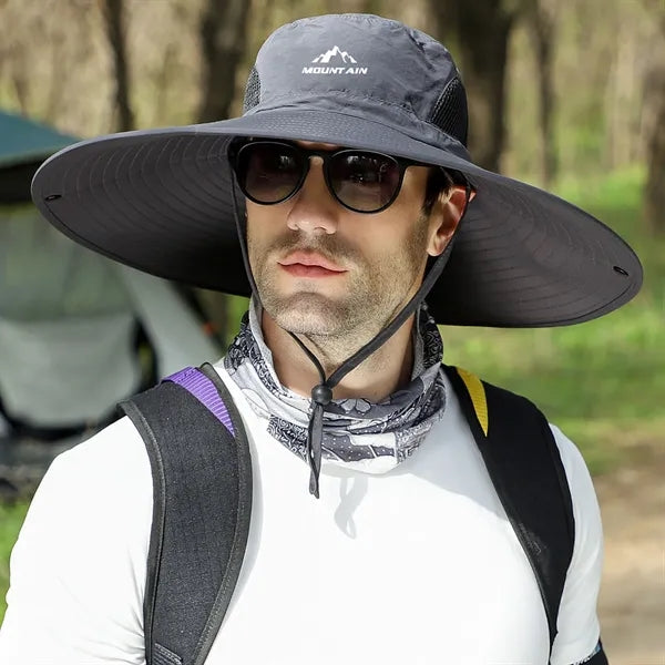 Wide Brim Bucket Hat With Neck Flap