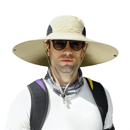 Wide Brim Bucket Hat With Neck Flap
