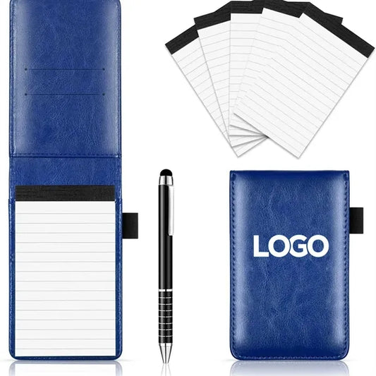Mini Leather Pocket Notebook with Pen