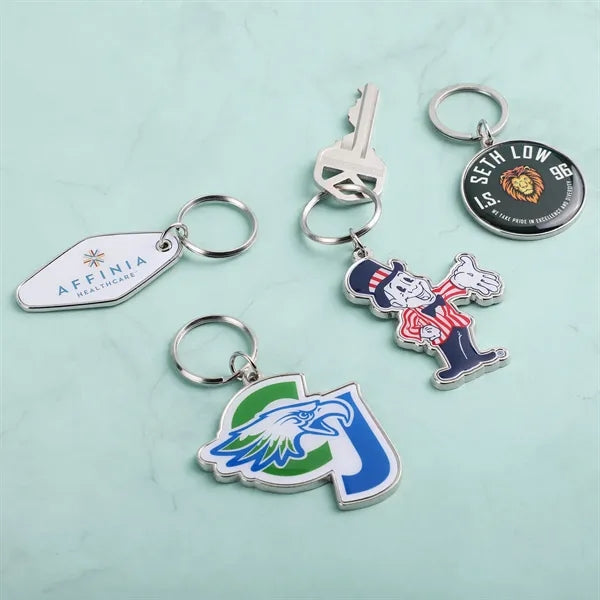 Custom Die Cast Keychain w/Offset Print & Epoxy Dome