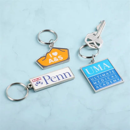 Custom Die Cast Keychain w/Offset Print & Epoxy Dome