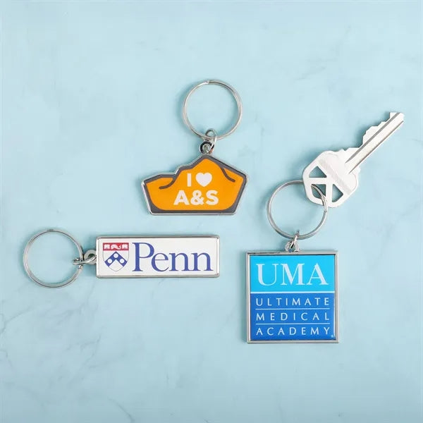 Custom Die Cast Keychain w/Offset Print & Epoxy Dome