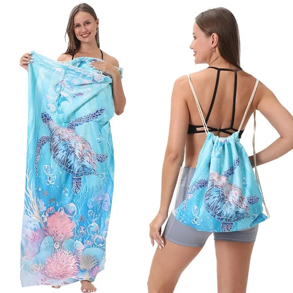 2 in 1 foldable beach towel with storage