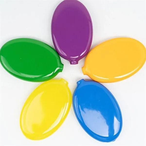 Colorful Rubber Oval Coin Purse with Chain