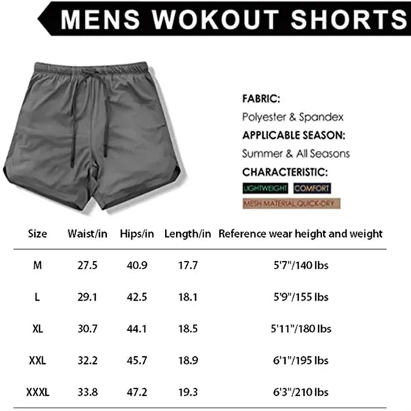 Men's Double Layer Sports Shorts