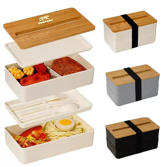 Stackable Bento Box With Phone Stand and Bamboo Lid