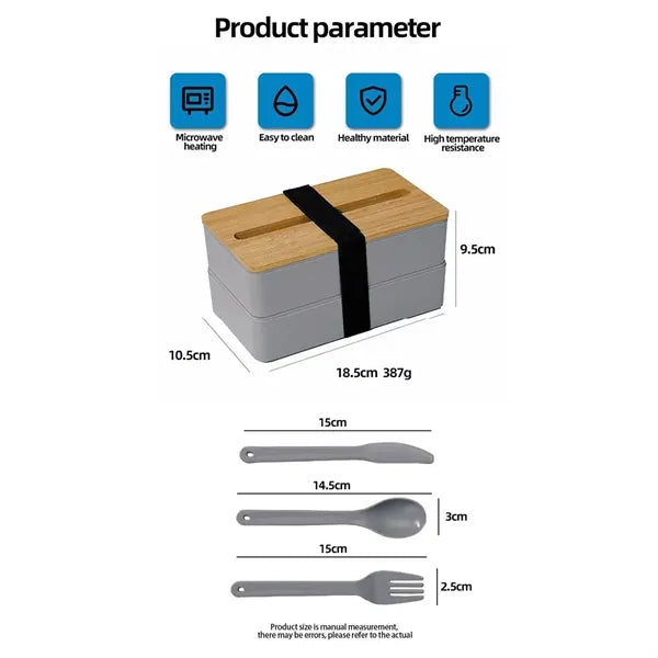 Stackable Bento Box With Phone Stand and Bamboo Lid